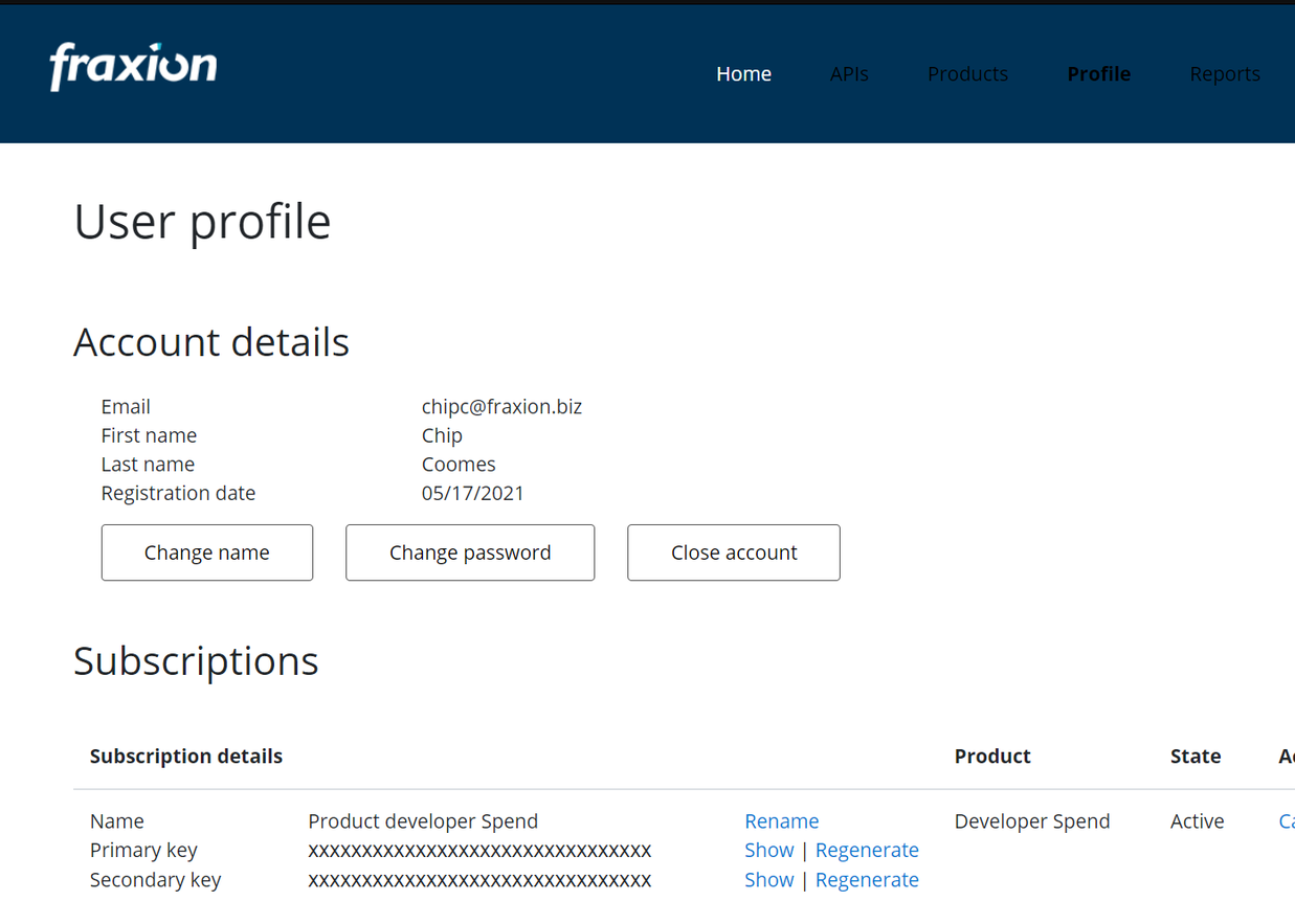 Finding your subscription key.