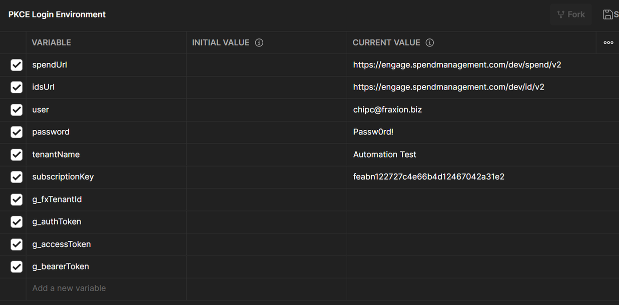PKCE Login Environment variables